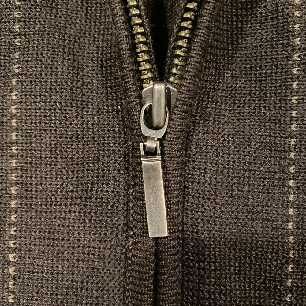 VTG Travelsmith Mens Large Brown Merino Wool Zip 90s Sweater Jacket Grandpacore - Picture 4 of 6